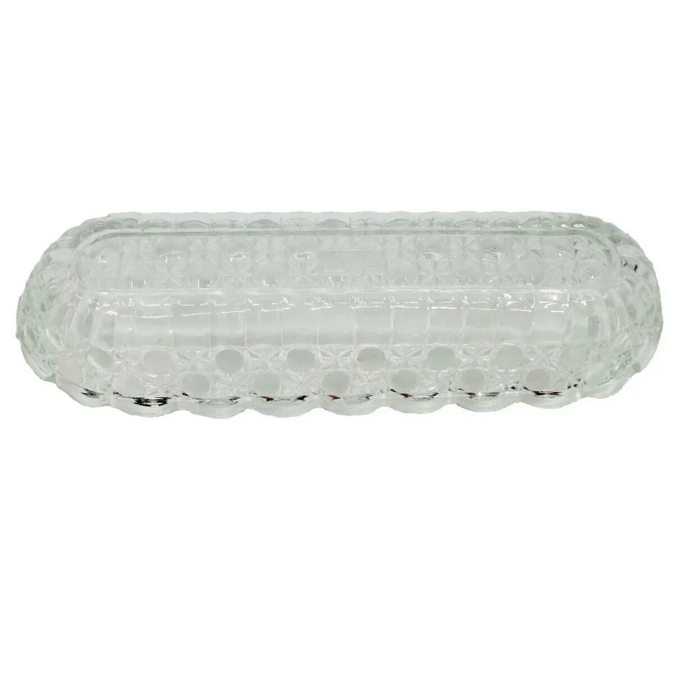 VINTAGE USA 70s Avon Glassware, OBLONG CRYSTAL~ CELERY CONDIMENTS SERVING DISH